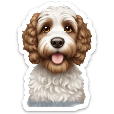 Brown and white cockapoo sticker
