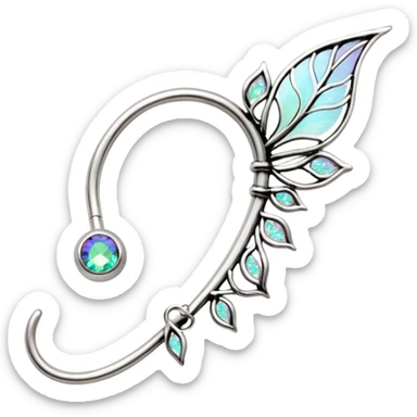 Elvish fae shiny sparkly iridescent translucent diaphanous ear climber ear cuff sticker