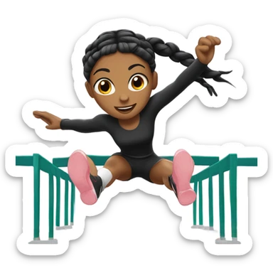 Girl with black braids jumping hurdle  sticker