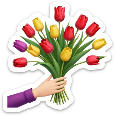 tulip boquet in one hand held boquet sticker