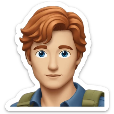 Alain Delon young hiker blue eyes red hair sticker