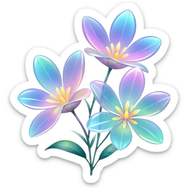 Pastel iridescent transparent luminescent aesthetic flowers sticker
