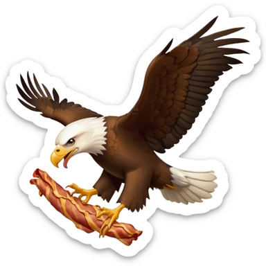 A flying bald eagle stealing eating bacon  sticker