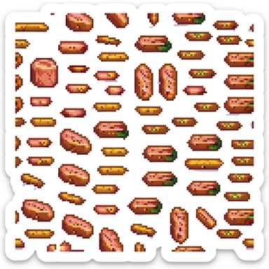 slices of bologna sausage, pixel art, no background sticker
