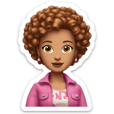 brown curly short hair barbie full body sticker