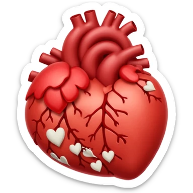 Create an emoji that vomits an avalanche of anatomical hearts sticker