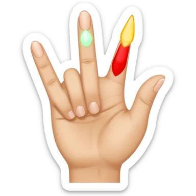 Make a hand (skin complexion) with 4 fingers up, with the thumb tuck in. I SAID 4 FINGERS UP AND THUMB TUCKED IN, NOT OUT sticker