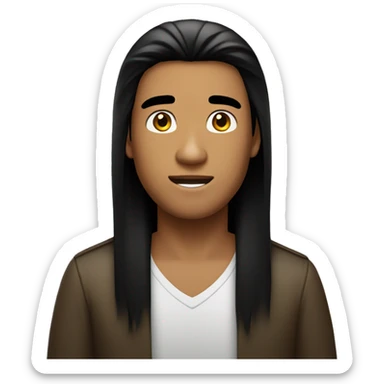 phillipino bronzed young man with long long straight black hair sticker