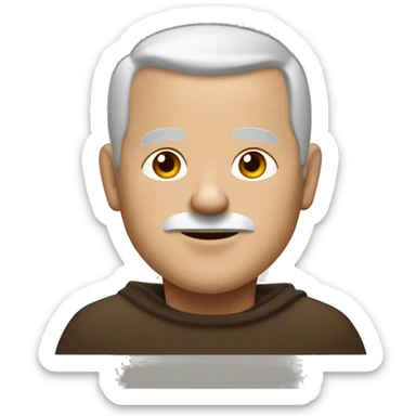 A middle-aged white male friar with a grizzled appearance, buzz cut, and a square jaw. sticker