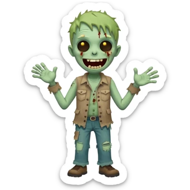A cute, cheerful zombie is laughing hard, standing up sticker