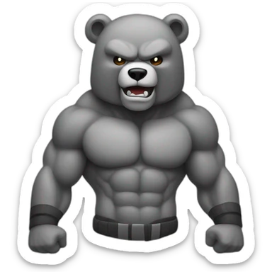 muscle grey ninja bear sticker