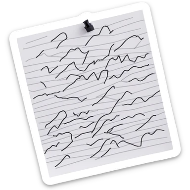 A piece of paper covered in chaotic, random black scribbles. The lines are so dense that most of the paper looks almost black from over-scribbling. Drawn with a pen or pencil sticker