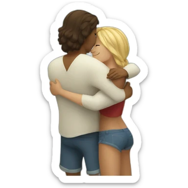 young metis Man and white woman hug love at the beach sticker