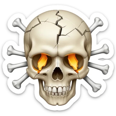 Skull who's upper side is exploded sticker