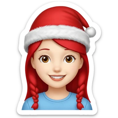 girl with red xmas hat sticker