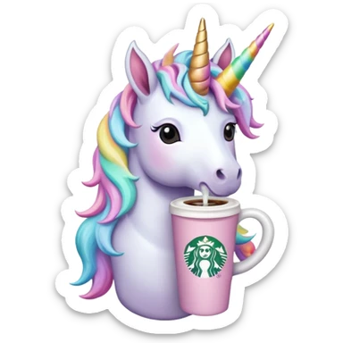 Unicorn drinking starbucks coffee sticker
