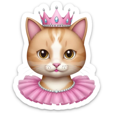Cat with a tutu and tiara sticker