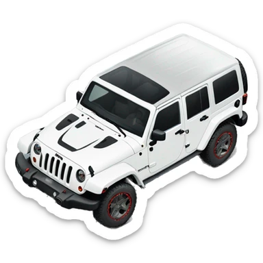 White Jeep Wrangler Rubicon with red accents  sticker