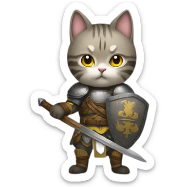 Make a drawing of a ukraine cat warrior sticker