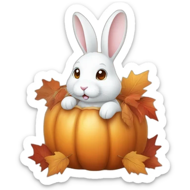 autumn cozy white rabbit sticker