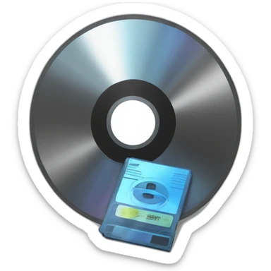 A dvd with a disc and cd sticker