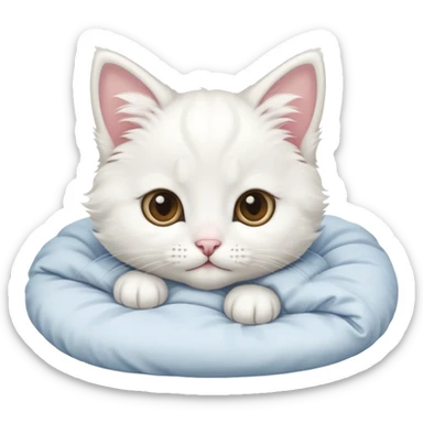 White kitten in bed sticker
