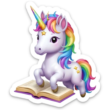 Unicorns read book
A full body of little majestic unicorn with rainbow mane holding an open book with magic sparks.












 sticker