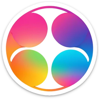 generate 3 cicles with neon gradient colors and making 120 degrees from the axis with eachb other sticker