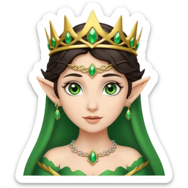 elf woman wearing tiara and dark hair sticker