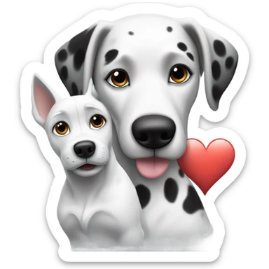 dalmatian and white and grey husky with big heart over head sticker