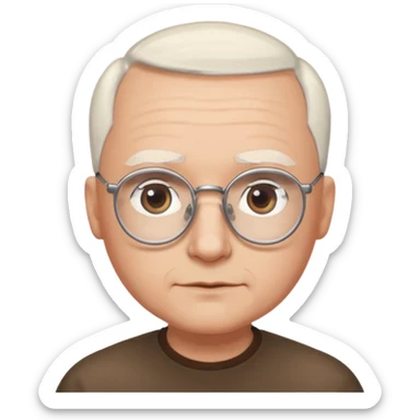 chauve cheveux blanc visage rond lunette gros sourcils sticker