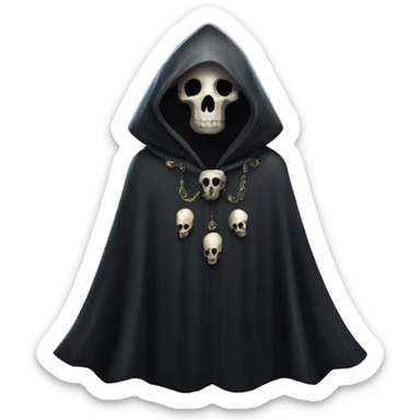 empty black crystal magical robes covered with bird skulls sticker