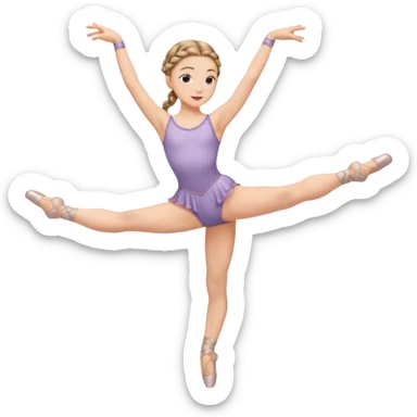 A young dancer with braided hair, practicing a gentle arabesque. sticker