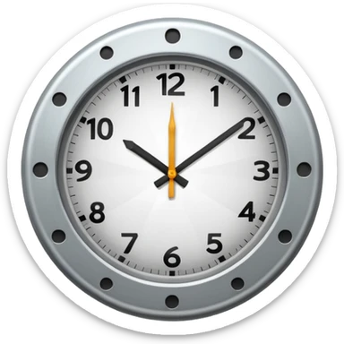  clock showing a few minutes before twelve. sticker