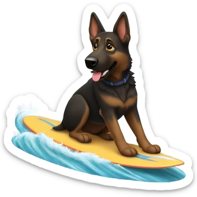 dark brown German shepherd surfing sticker