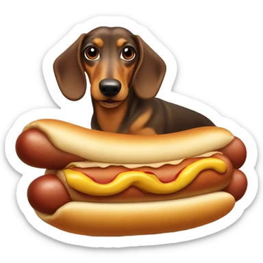 Wiener dog in a hot dog costume sticker