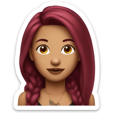 Tattooed woman with long burgundy hair sticker
