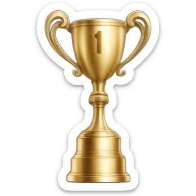 royal big empty Christian trophy for the winner with a cross on royal background  with number 2 sticker