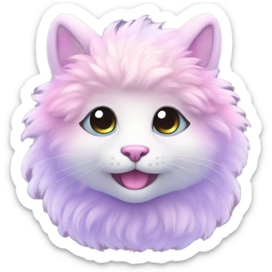 Kawaii cute gorgeous colorful sparkly bright light pastel lilac-pink-white-gradient fantasy ethereal fluffy fursona animal creature sticker