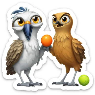 Happy Roadrunner and happy owl playing pickleball sticker