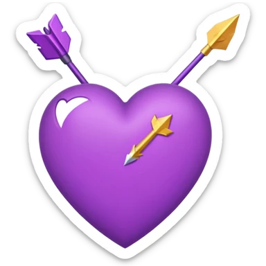 purple heart pierced by an arrow, iPhone emoji style sticker