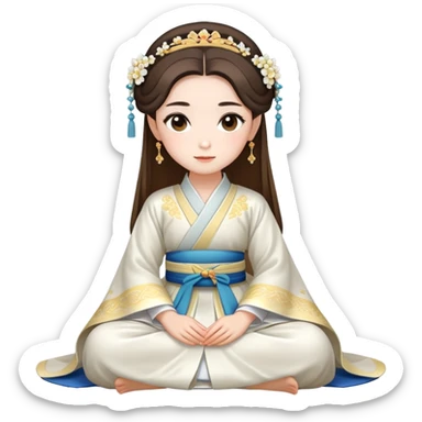 Beautiful girl wearing Hanfu wedding dress sitting sticker