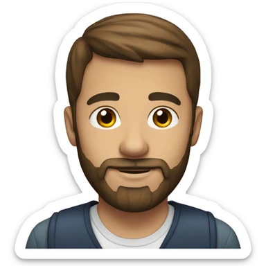 a man of 26 years old with a beard, short hair, brunette, being an English teacher sticker