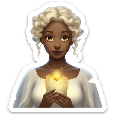 Beautiful angelic girl with tarot cards  sticker