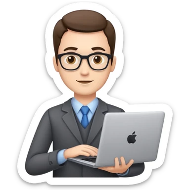 male teacher holding a laptop, teaching online sticker