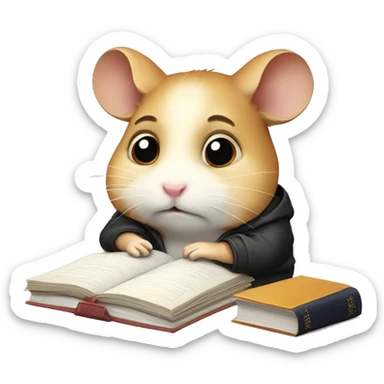 University hamster student, Study hard, lots of assignment deadline, tired, study at Night, using computer  sticker