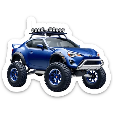 Widened roof Long wheelbase widened pearly midnight snow dark blue 2nd generation 2025 Toyota 86 off-road racer chrome nerf bars, rock sliders, and silver satin wheels  sticker