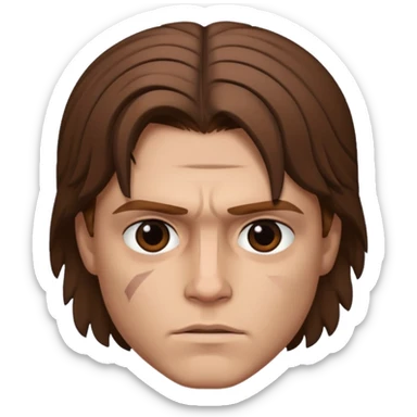 Anakin skywalker with face scar left eye brown hair  sticker