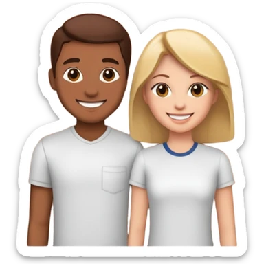 smiling duo by brick wall sticker