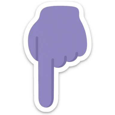 A dull purple Backhand Index Pointing Down sticker